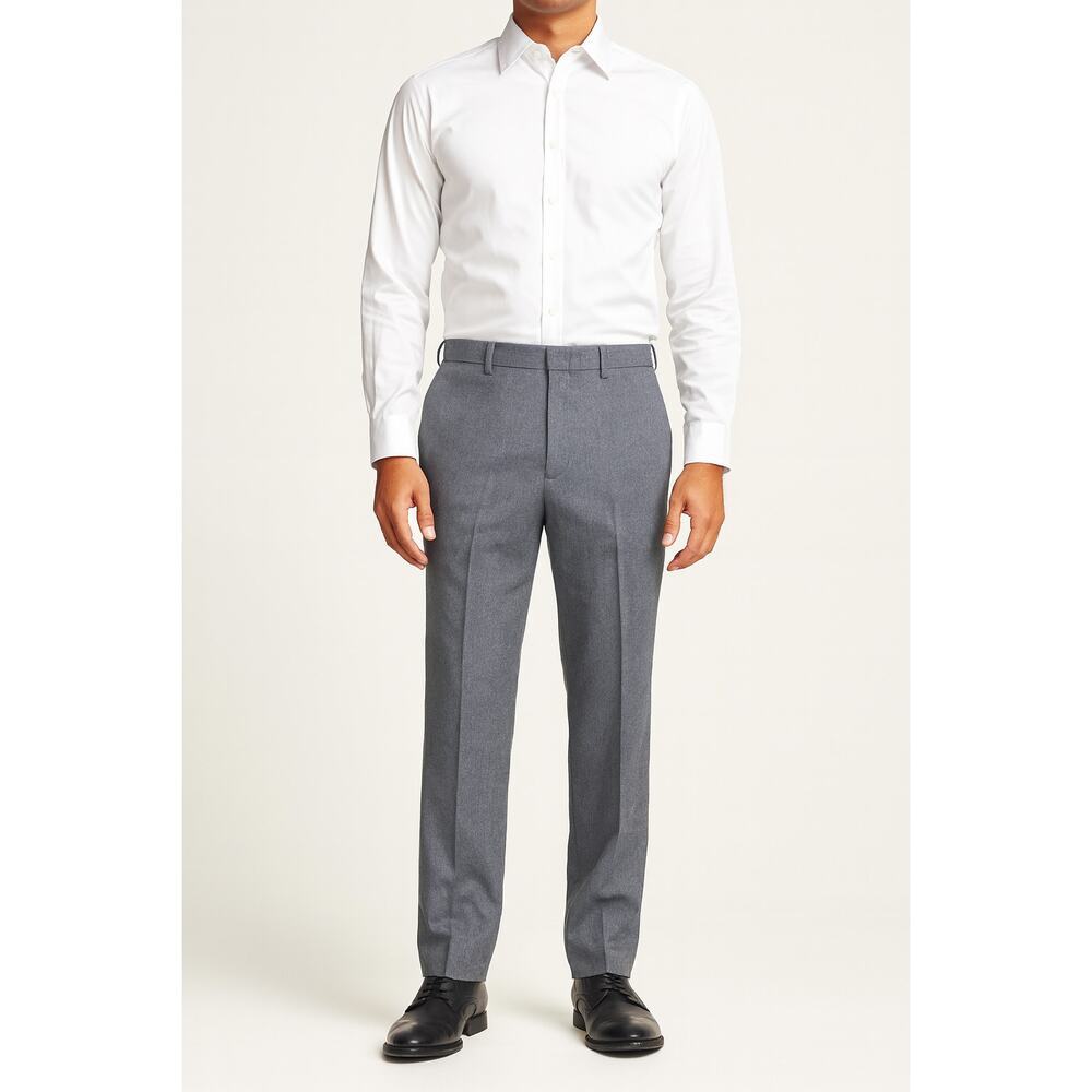 34x29 Unbranded Dress Pant grey Polyester Blend Flat Front EUC vintage USA made